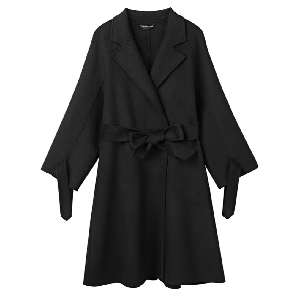 NEW S.Deer Black Belted Wool Coat, S